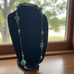 Handcrafted Green Beaded Long Necklace - Timeless Women's Jewelry